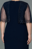 Navy Blue Midi Plus Size Evening Dress ABK1662