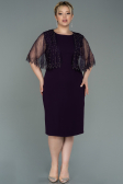 Purple Midi Plus Size Evening Dress ABK1662