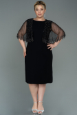Black Midi Plus Size Evening Dress ABK1662
