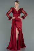 Long Burgundy Satin Evening Dress ABU3080