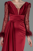 Long Burgundy Satin Evening Dress ABU3080