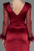 Long Burgundy Satin Evening Dress ABU3080