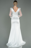 Long White Satin Evening Dress ABU3080