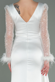 Long White Satin Evening Dress ABU3080