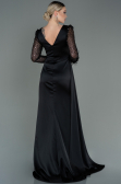 Long Black Satin Evening Dress ABU3080
