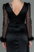 Long Black Satin Evening Dress ABU3080