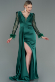 Long Emerald Green Satin Evening Dress ABU3080