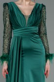Long Emerald Green Satin Evening Dress ABU3080