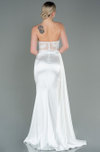 White Long Satin Evening Dress ABU2127