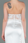 White Long Satin Evening Dress ABU2127