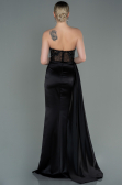 Long Black Satin Evening Dress ABU2127