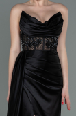 Long Black Satin Evening Dress ABU2127