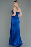 Long Sax Blue Satin Engagement Dress ABU3088