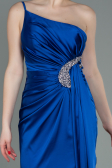 Long Sax Blue Satin Engagement Dress ABU3088