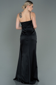 Long Black Satin Engagement Dress ABU3088