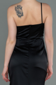 Long Black Satin Engagement Dress ABU3088