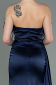 Long Navy Blue Satin Evening Dress ABU3091