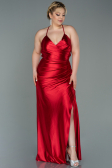 Long Red Satin Plus Size Evening Dress ABU3053
