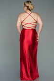 Long Red Satin Plus Size Evening Dress ABU3053