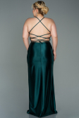 Long Emerald Green Satin Plus Size Evening Dress ABU3053