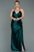 Long Emerald Green Satin Plus Size Evening Dress ABU3053