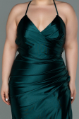Long Emerald Green Satin Plus Size Evening Dress ABU3053