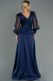 Navy Blue Long Satin Evening Dress ABU2830