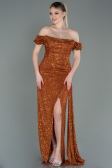 Long Light Brown Scaly Evening Dress ABU2987