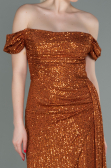 Long Light Brown Scaly Evening Dress ABU2987