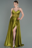 Pistachio Green Long Satin Evening Dress ABU2583