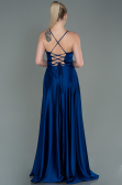 Sax Blue Long Satin Evening Dress ABU2583