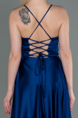 Sax Blue Long Satin Evening Dress ABU2583