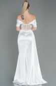 White Long Satin Evening Dress ABU2087