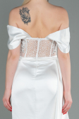 White Long Satin Evening Dress ABU2087