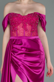 Fuchsia Long Satin Evening Dress ABU2087