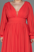 Orange Long Chiffon Oversized Evening Dress ABU1988