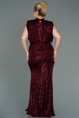 Long Burgundy Scaly Plus Size Evening Dress ABU3115