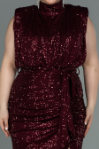 Long Burgundy Scaly Plus Size Evening Dress ABU3115