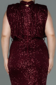 Long Burgundy Scaly Plus Size Evening Dress ABU3115