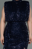 Long Navy Blue Scaly Plus Size Evening Dress ABU3115