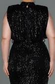 Long Black Scaly Plus Size Evening Dress ABU3115