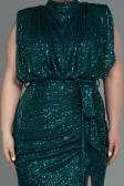 Long Emerald Green Scaly Plus Size Evening Dress ABU3115
