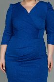 Sax Blue Short Oversized Evening Dress ABK1246