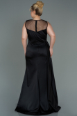 Long Black Satin Plus Size Evening Dress ABU3125