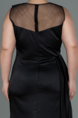 Long Black Satin Plus Size Evening Dress ABU3125