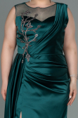 Long Emerald Green Satin Plus Size Evening Dress ABU3125