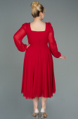 Midi Red Chiffon Plus Size Evening Dress ABK1753
