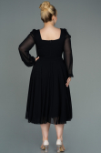 Midi Black Chiffon Plus Size Evening Dress ABK1753
