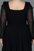 Midi Black Chiffon Plus Size Evening Dress ABK1753