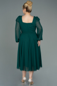 Midi Emerald Green Chiffon Plus Size Evening Dress ABK1753